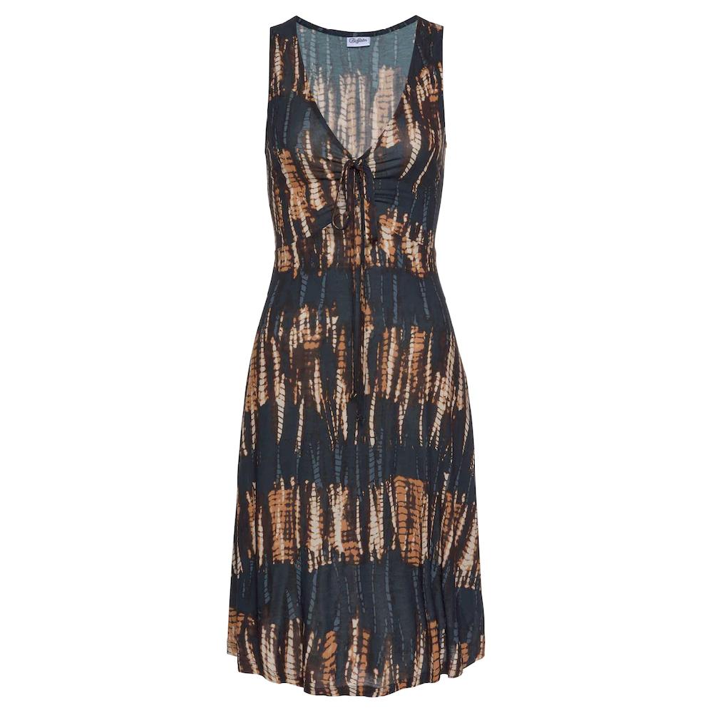 Buffalo Jerseykleid mit Alloverdruck und Bindeband Trägerkleid Strandkleid sommerlich Kauf eins, bekomm eins gratis