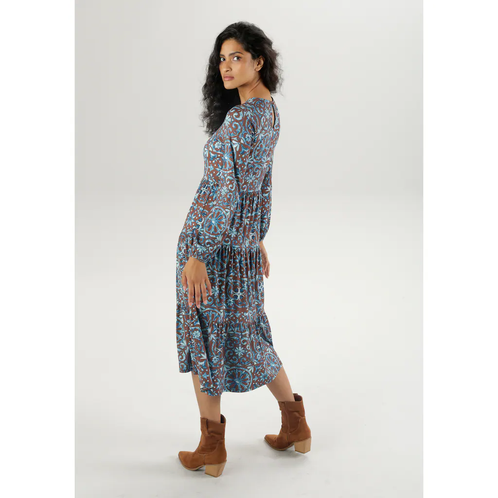Aniston CASUAL Jerseykleid mit extravaganten Druck - jedes Teil ein Unikat Zeitbegrenzte Promotion