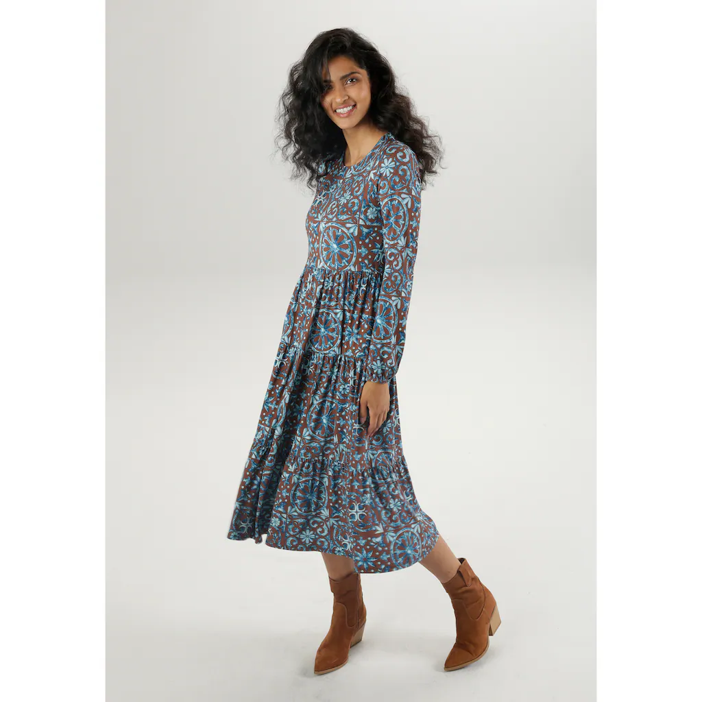 Aniston CASUAL Jerseykleid mit extravaganten Druck - jedes Teil ein Unikat Zeitbegrenzte Promotion