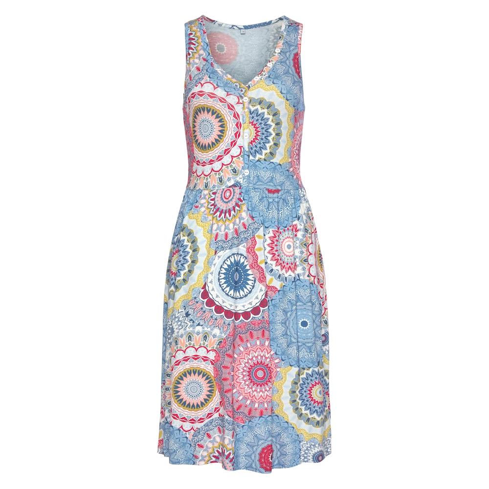 Vivance Jerseykleid mit Alloverdruck und V-Ausschnitt farbenfrohes Sommerkleid Bis zu 50% Rabatt