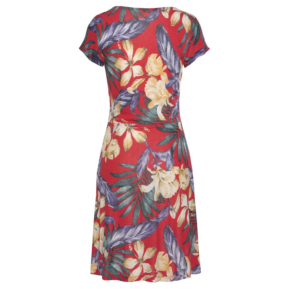 LASCANA Sommerkleid mit V-Ausschnitt im Alloverdruck T-Shirtkleid aus Jersey Strandkleid Super Rabatt