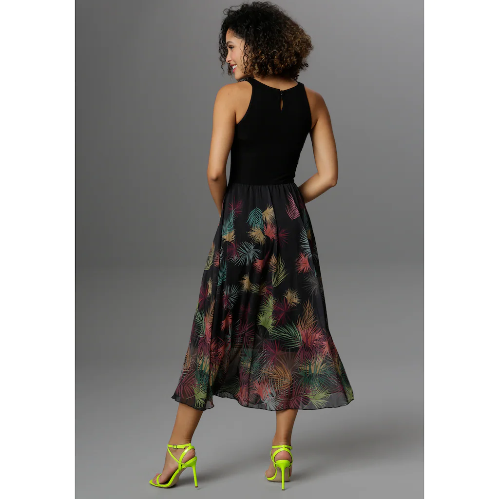 Aniston SELECTED Sommerkleid mit buntem Blätterdruck Riesige Rabatte
