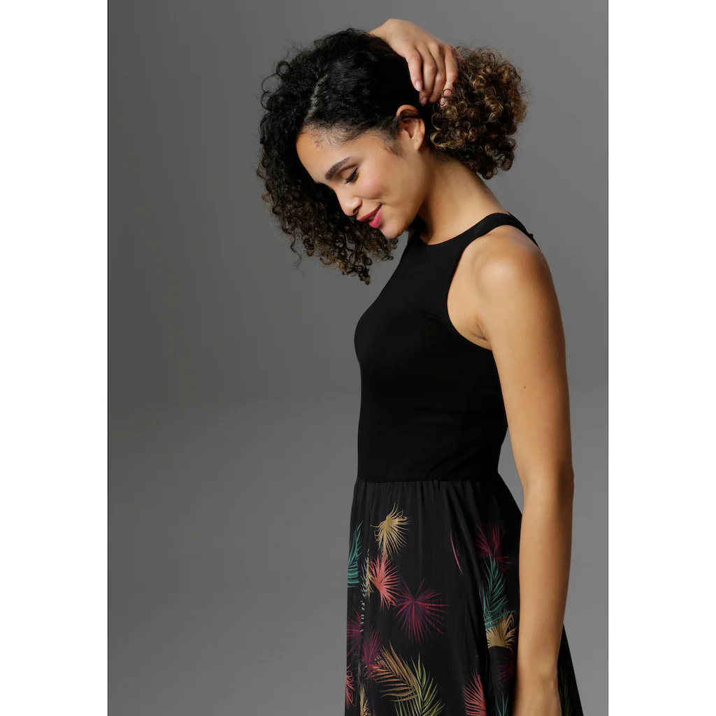 Aniston SELECTED Sommerkleid mit buntem Blätterdruck Riesige Rabatte