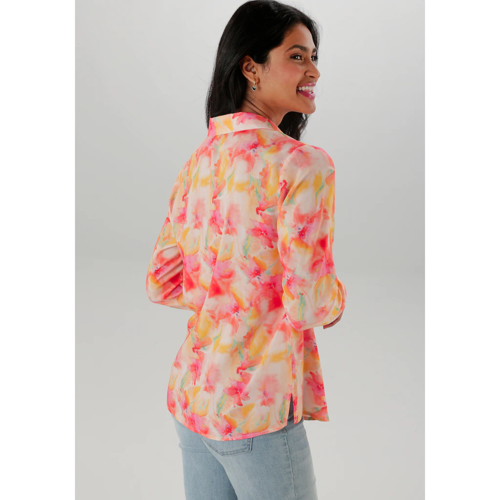 Aniston SELECTED Hemdbluse mit frischen und farbenfrohen Batikdruck - NEUE KOLLEKTION Clearance-Verkauf