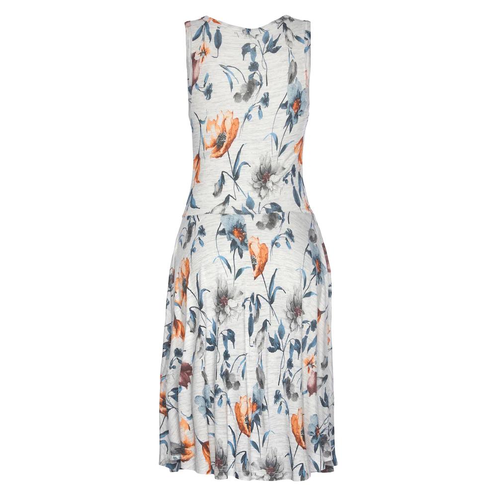 Vivance Jerseykleid mit Blumendruck und schwingendem Rock Sommerkleid Strandkleid Kostenloser Versand international