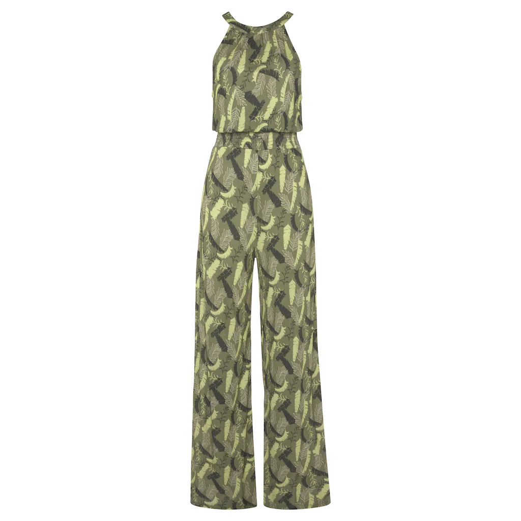 s.Oliver Overall mit Blätterdruck und breitem Smokeinsatz sommerlicher Jumpsuit Hotsell