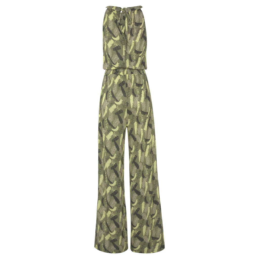 s.Oliver Overall mit Blätterdruck und breitem Smokeinsatz sommerlicher Jumpsuit Hotsell