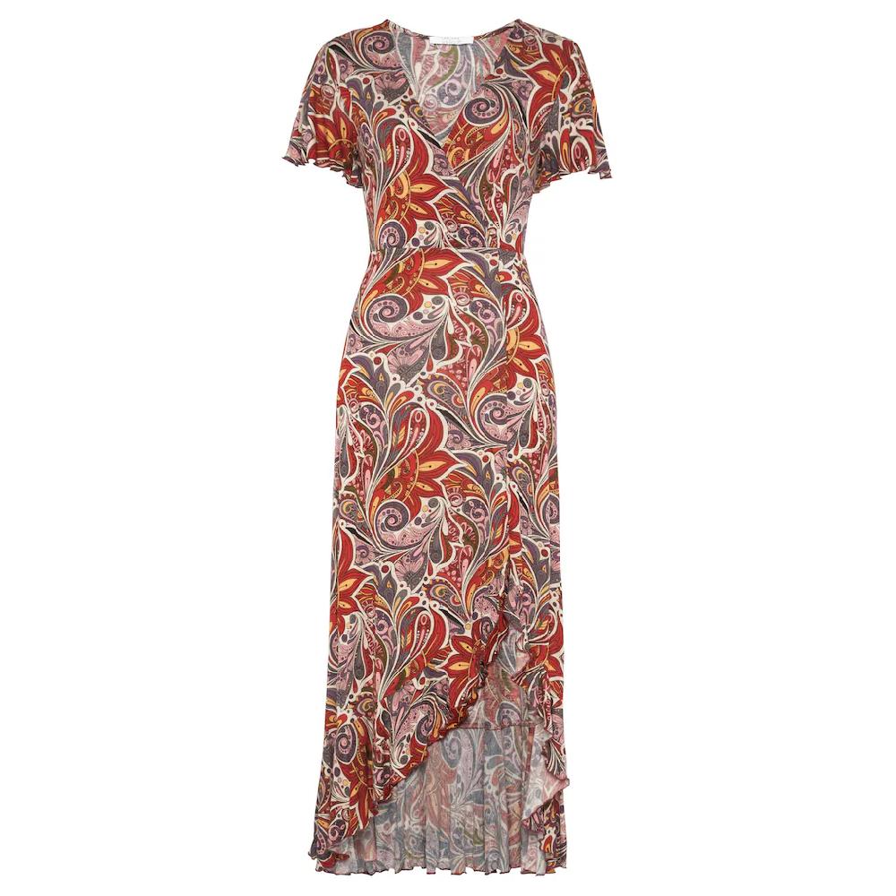 LASCANA Maxikleid mit Paisleydruck Schlitz und Volant Flügelärmel Druckkleid Vatertagsangebot