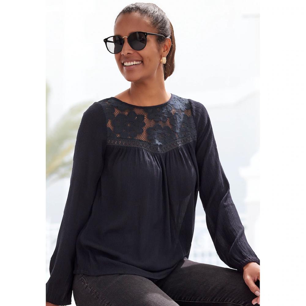 Buffalo Spitzenbluse aus gewebter Viskose sommerlich Boho-Style Zeitlich begrenztes Angebot