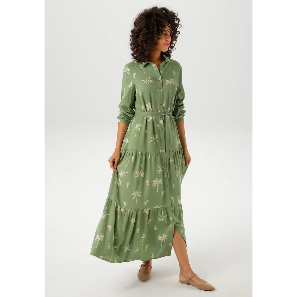Aniston CASUAL Maxikleid (mit abnehmbarem Bindeband) mit Palmen bedruckt - jedes Teil ein Unikat - NEUE KOLLEKTION Wochenangebot