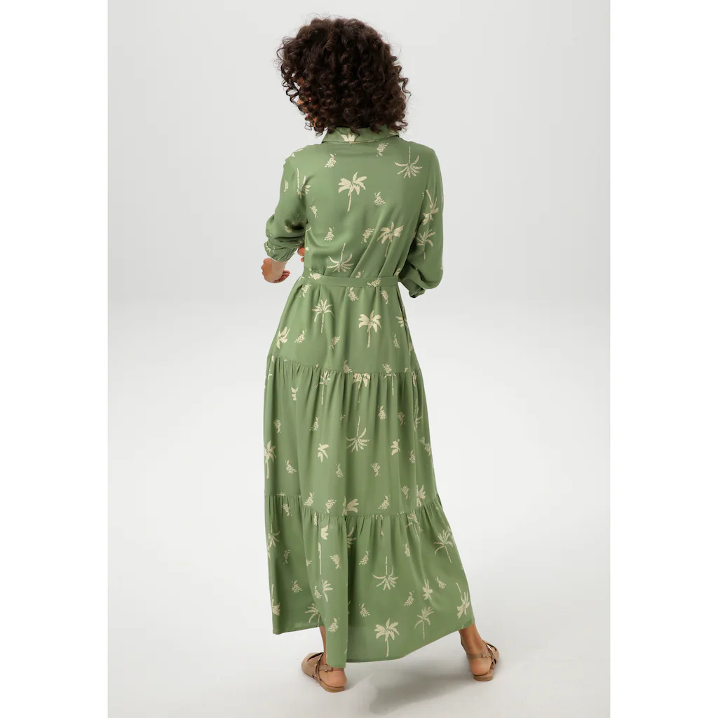Aniston CASUAL Maxikleid (mit abnehmbarem Bindeband) mit Palmen bedruckt - jedes Teil ein Unikat - NEUE KOLLEKTION Wochenangebot