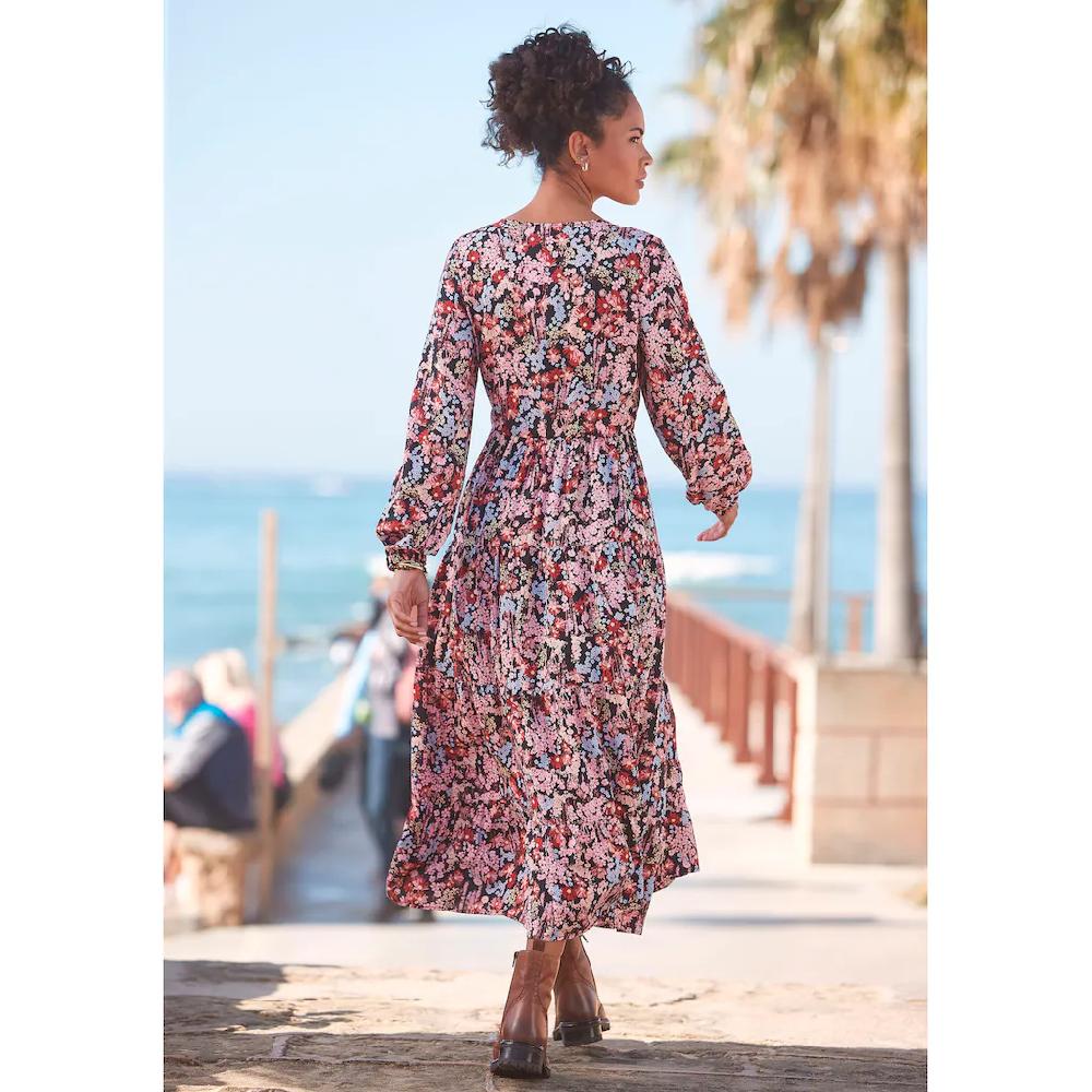LASCANA Maxikleid mit Blümchenprint und V-Ausschnitt Sommerkleid Bis zu 50% Rabatt