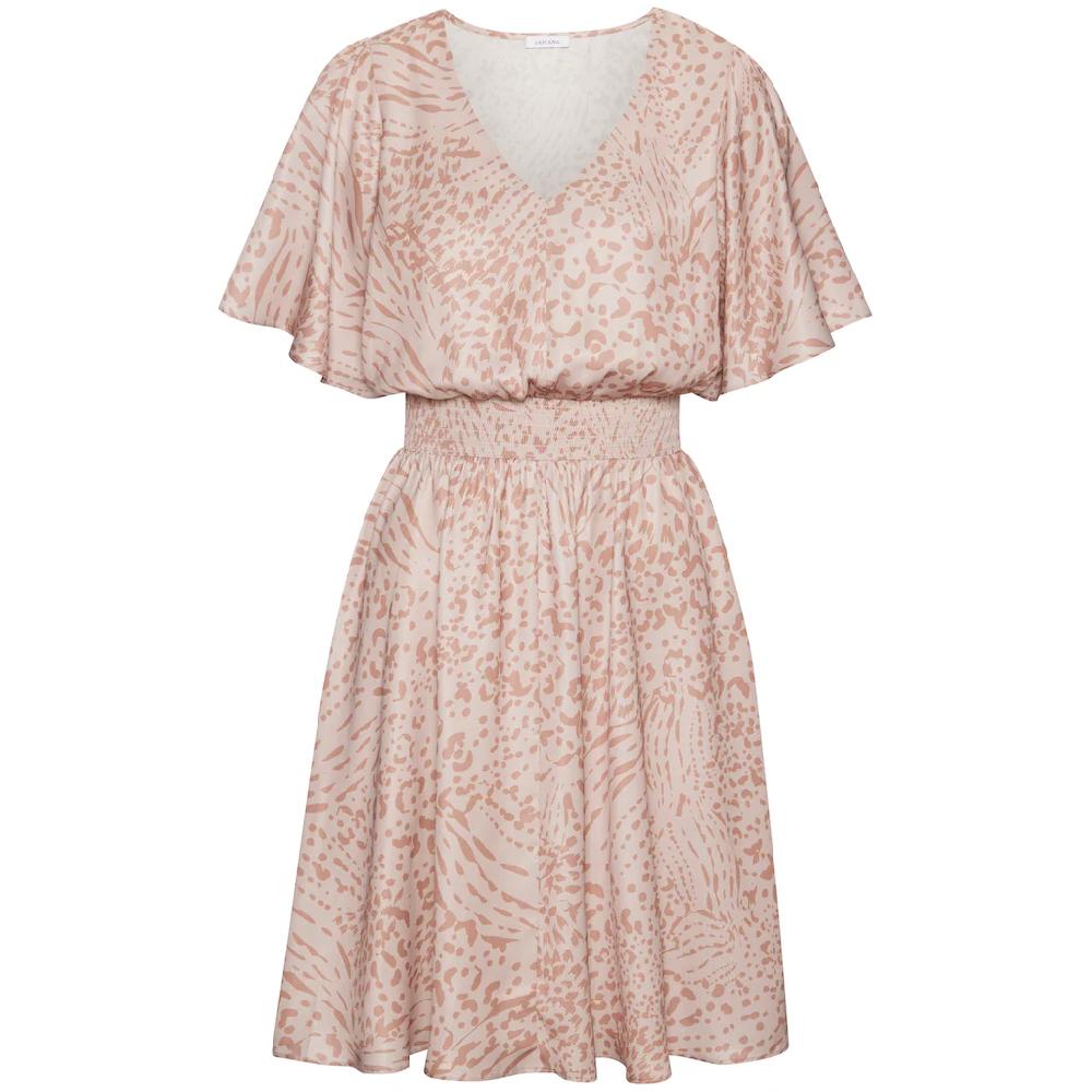 LASCANA Sommerkleid mit Animalprint und Fledermausärmeln Satinoptik elastisch 50% Rabatt mit kostenlosem Versand