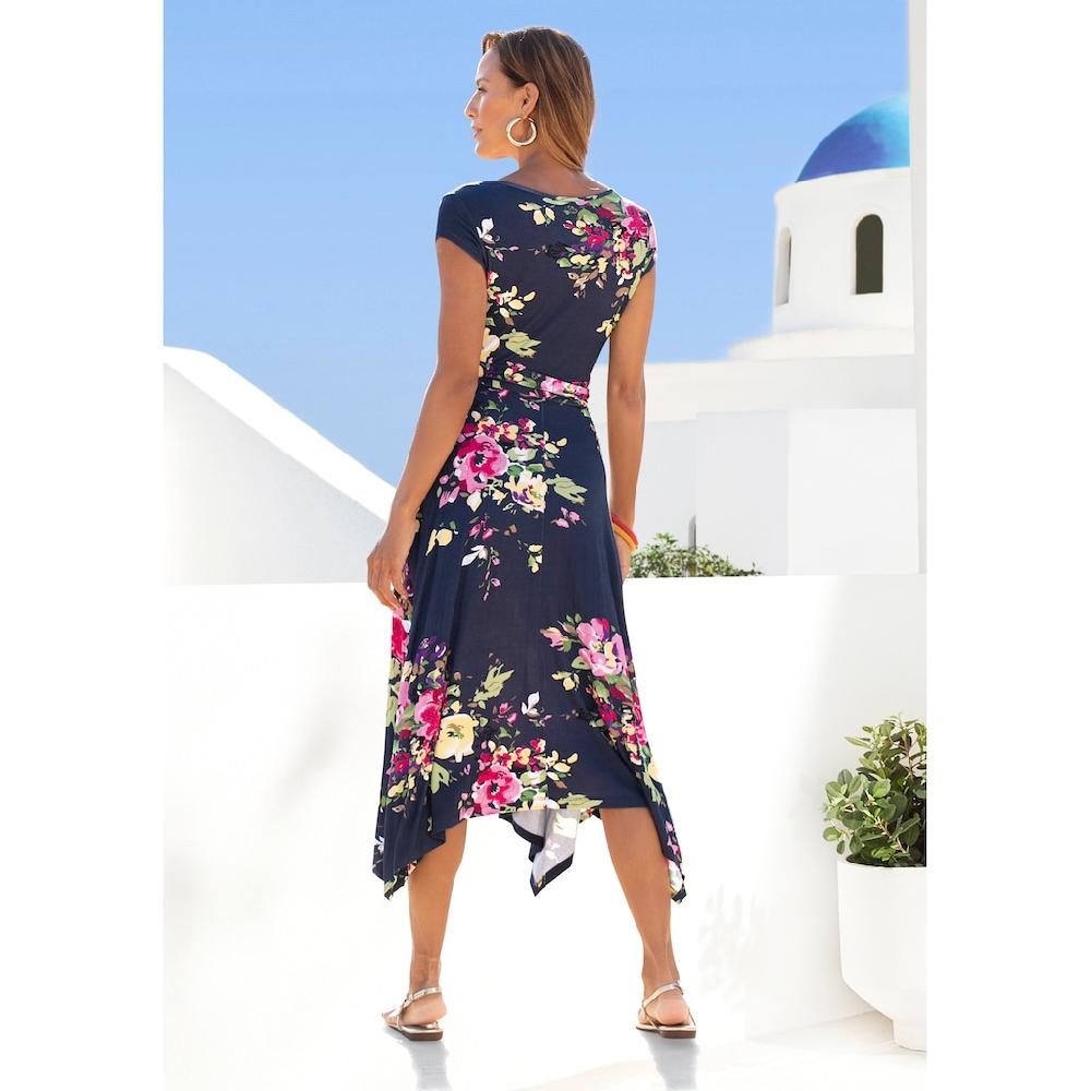 Beachtime Sommerkleid mit Zipfelsaum und Schleife in der Taille Jerseykleid Strandkleid Black Friday Preise