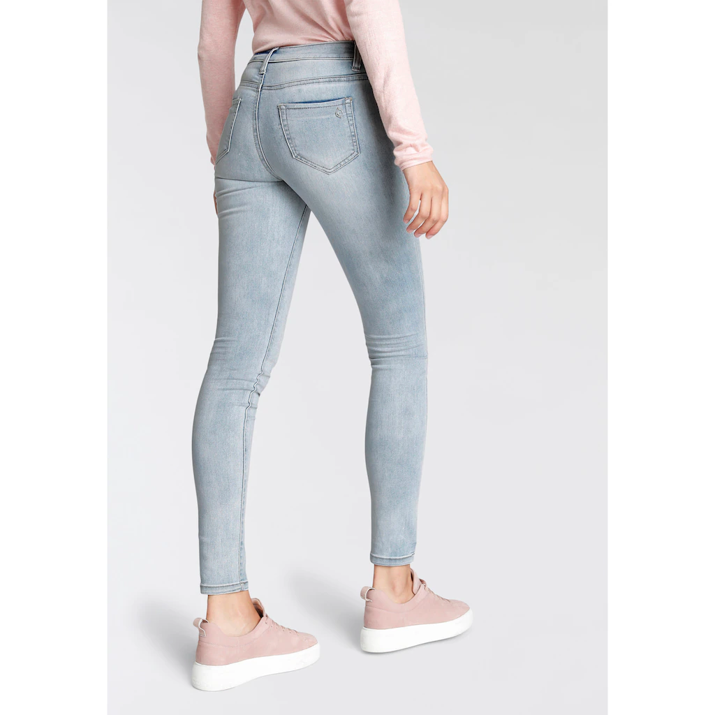 Tamaris Skinny-fit-Jeans schmale Beinform normale Leibhöhe 5-Pocket-Form Used-Waschung Outlet