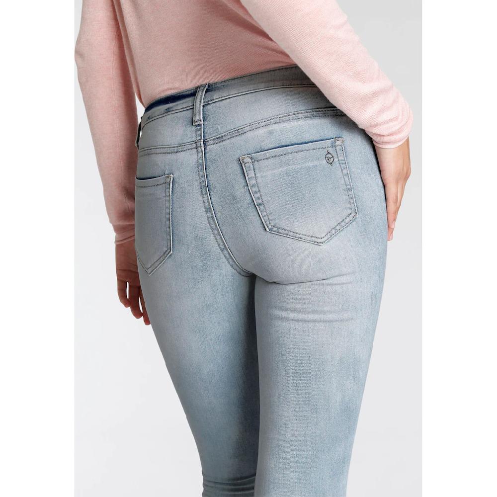 Tamaris Skinny-fit-Jeans schmale Beinform normale Leibhöhe 5-Pocket-Form Used-Waschung Outlet