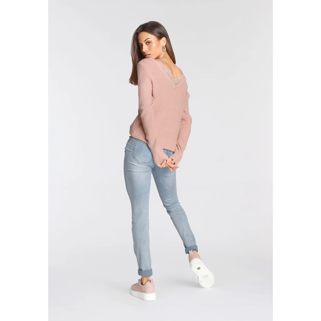 Tamaris Skinny-fit-Jeans schmale Beinform normale Leibhöhe 5-Pocket-Form Used-Waschung Outlet
