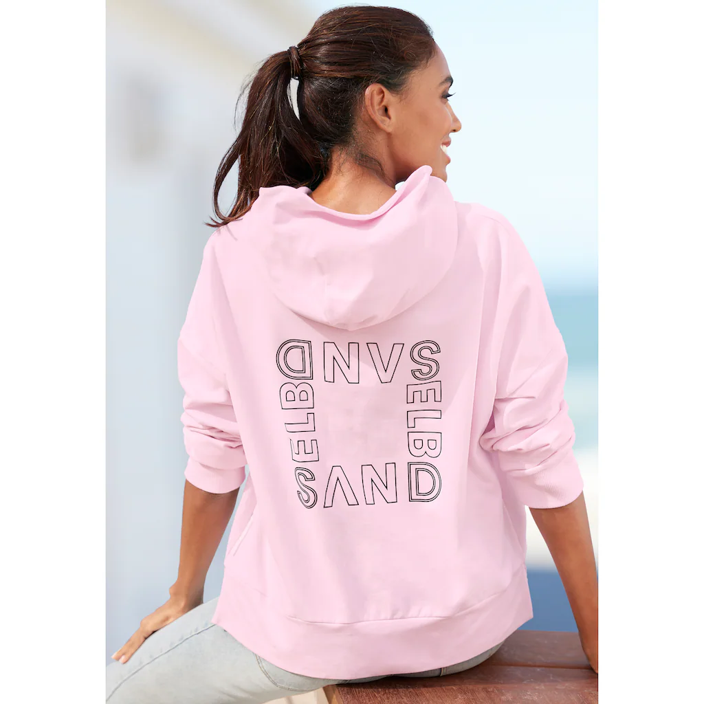 Elbsand Kapuzensweatshirt mit großem Logodruck auf dem Rücken bequemer Hoodie aus Baumwolle Angebote