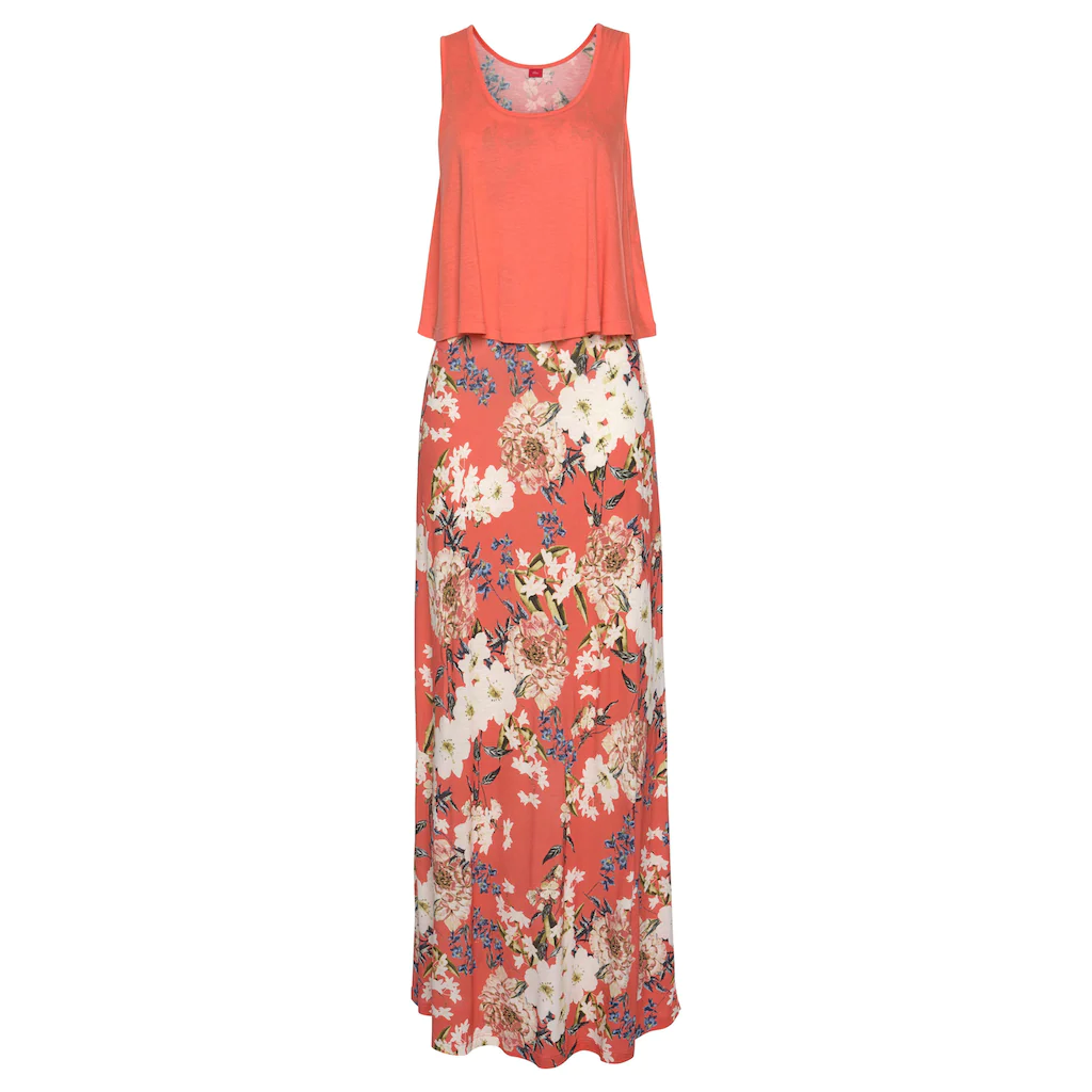 s.Oliver Maxikleid im Lagen-Look mit Blumenprint Sommerkleid Strandkleid im Angebot