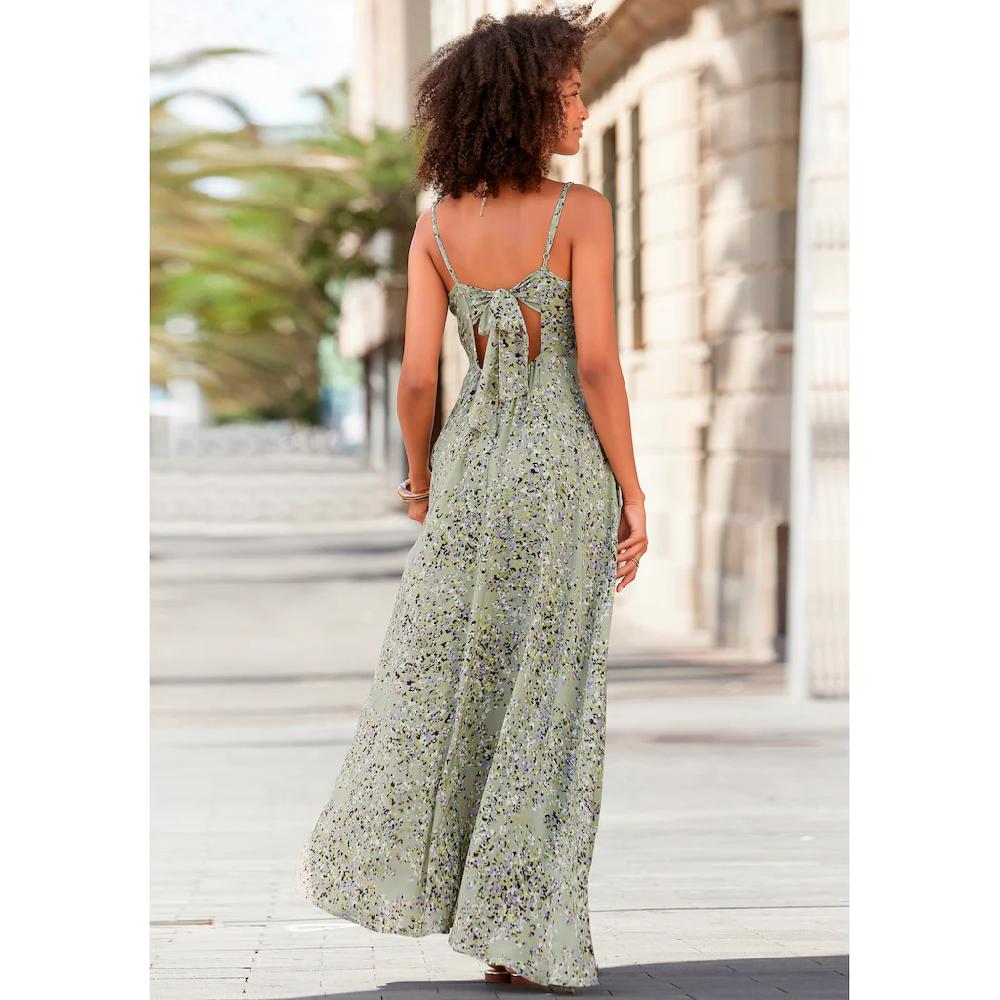 LASCANA Maxikleid aus gewebter Viskose Cut-Out am Rücken Chiffon-Qualität Sommerkleid Fabrikverkauf