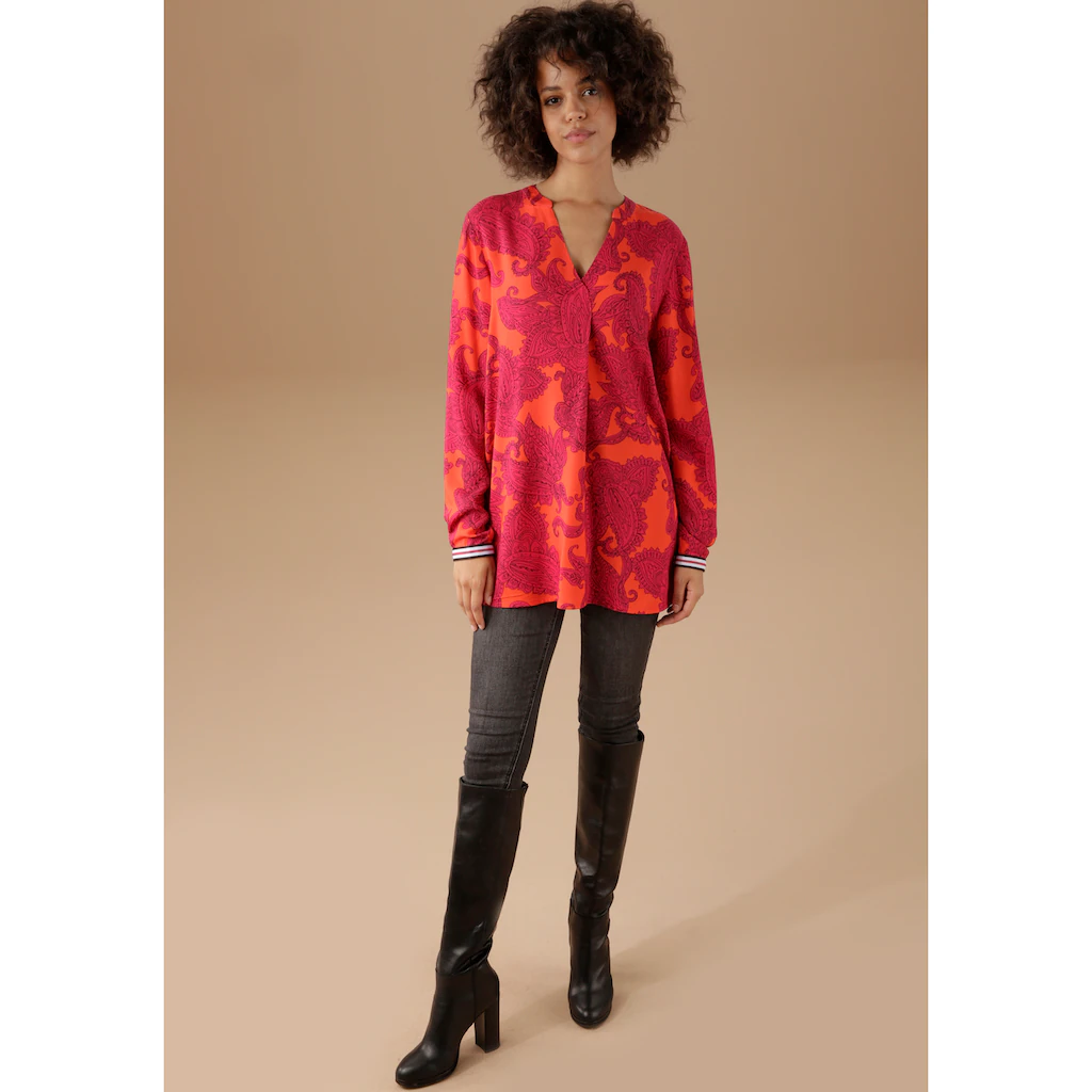 Aniston CASUAL Schlupfbluse mit farbenfrohem großflächigem Ornament-Druck Cyber Monday
