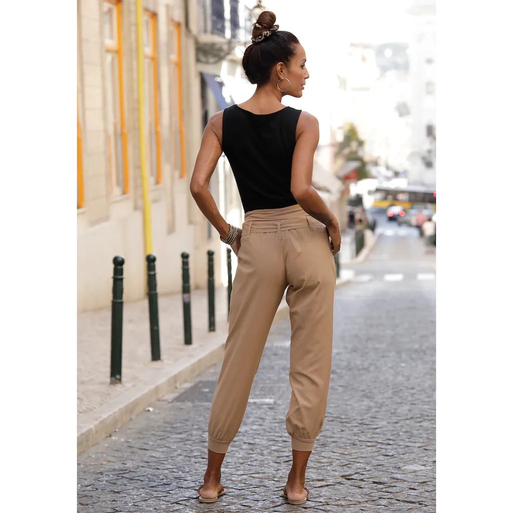 Buffalo Strandhose aus Leinen-Mix Leinenhose Sommerhose Strandmode Weihnachtsangebot