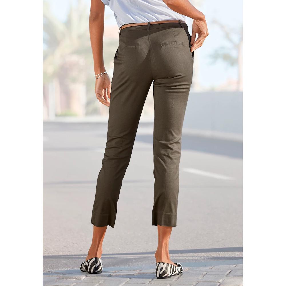 Vivance Chinohose (mit Gürtel in Lederoptik) in klassischer Basic-Form Stoffhose Business-Look Riesige Ersparnisse