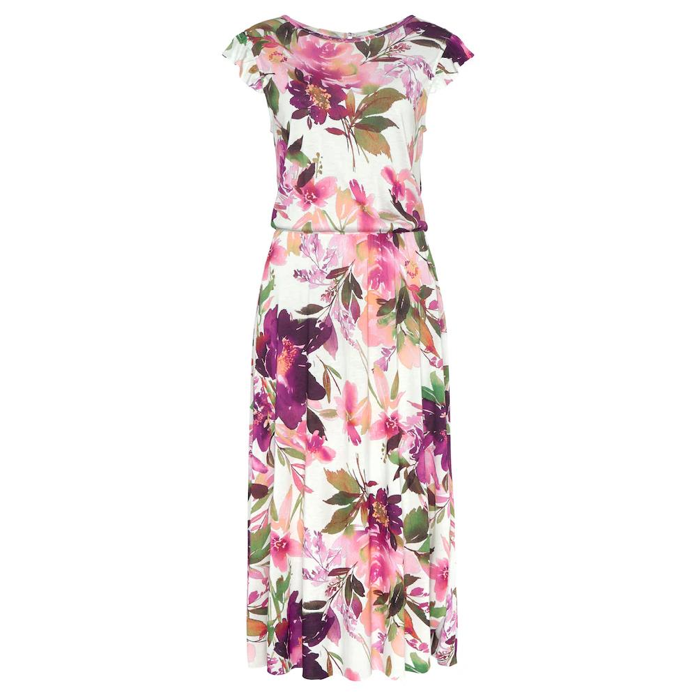 Beachtime Midikleid mit Blumendruck und Gummizug Sommerkleid Strandkleid Bis zu 60% Rabatt