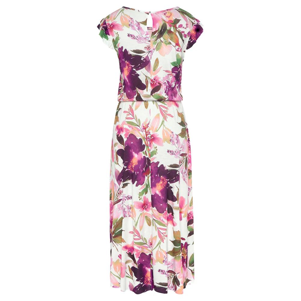 Beachtime Midikleid mit Blumendruck und Gummizug Sommerkleid Strandkleid Bis zu 60% Rabatt