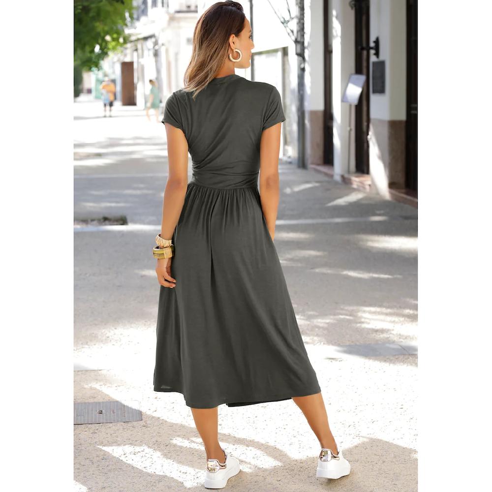 LASCANA Midikleid mit Reißverschluss am Ausschnitt figurbetont sportlich-elegant Discount Store für neue Produkte