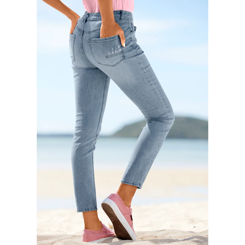 Elbsand Slim-fit-Jeans mit Logodruck schmale Passform softe Denimqualität Riesige Rabatte