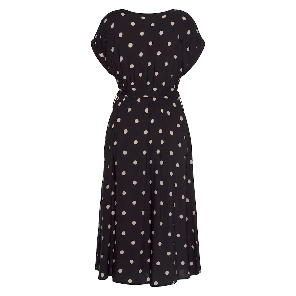 LASCANA Midikleid (mit Gürtel) mit Punktedruck und Taschen Sommerkleid Speichern exportieren