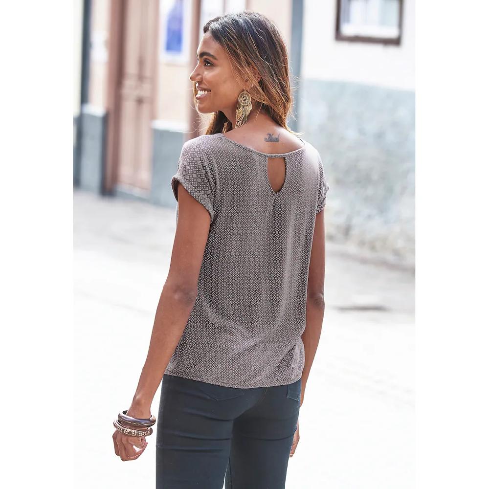 LASCANA Kurzarmshirt »mit modischem Cut-Out« (2er-Pack) aus weichem Viskose-Stretch Fabrik Onlineshop