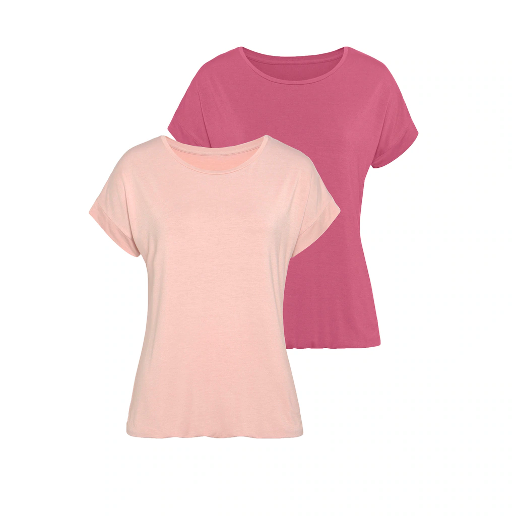 Vivance Kurzarmshirt »mit Gummizug im Bund« (2er-Pack) aus weichem Viskose-Stretch Sonderangebot