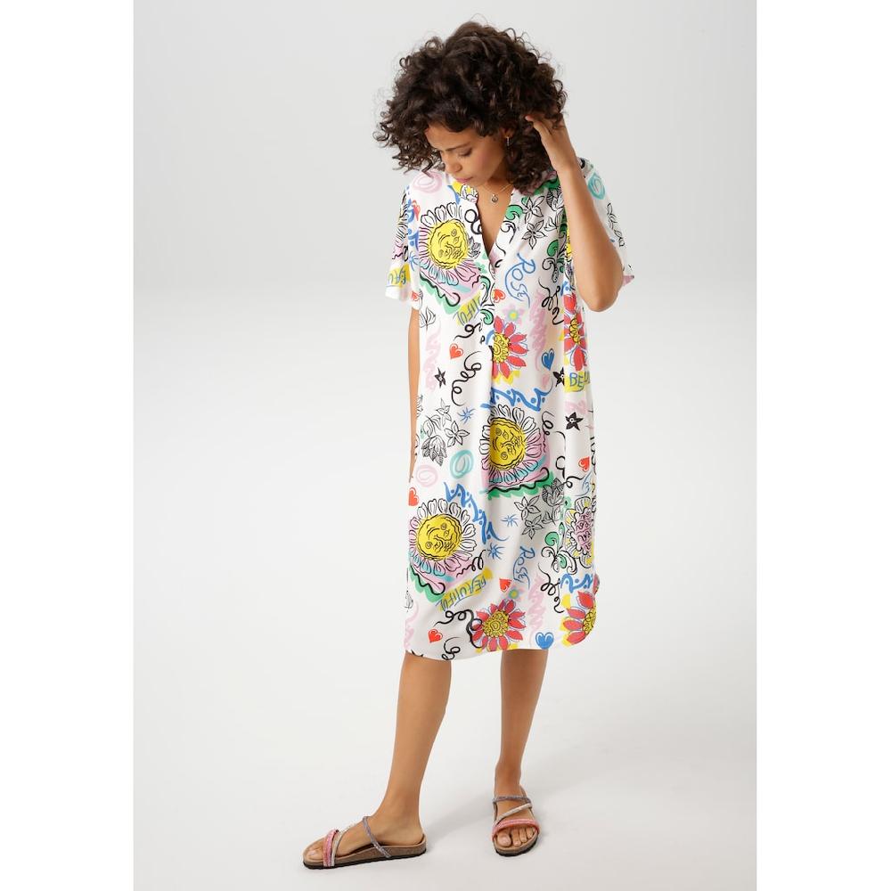 Aniston CASUAL Sommerkleid mit farbenfrohem kunstvollen Druck - NEUE KOLLEKTION Exklusivangebot