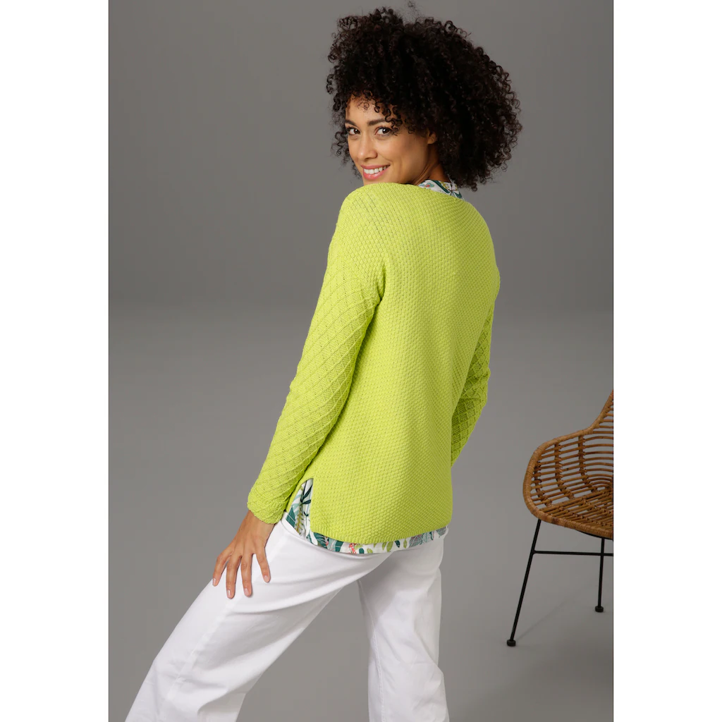 Aniston CASUAL V-Ausschnitt-Pullover im trendigen Mustermix Preisnachlass