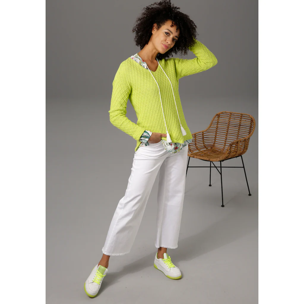 Aniston CASUAL V-Ausschnitt-Pullover im trendigen Mustermix Preisnachlass