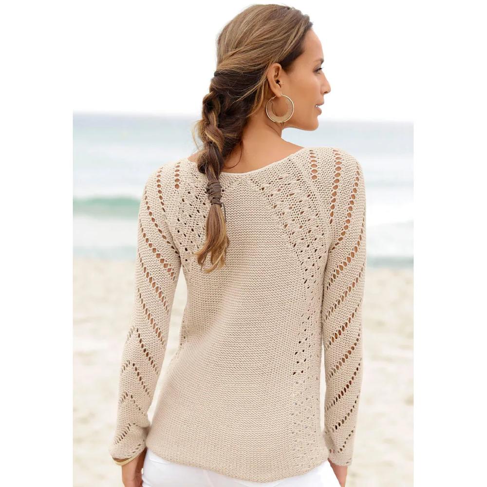 LASCANA Ajourpullover mit tollem Lochstrickmuster Strandpullover leicht transparent Vatertagsangebot