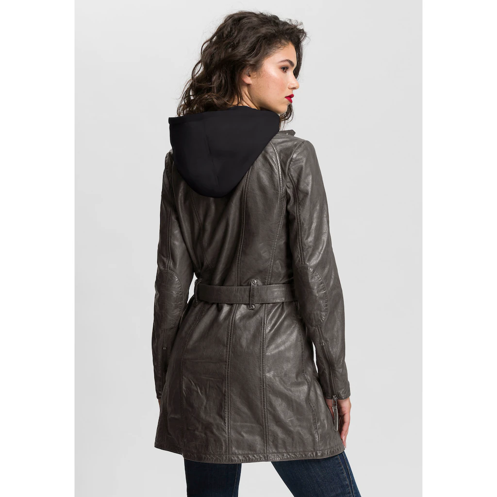 Mauritius Ledermantel »BENTE2« (mit Gürtel) lange Lederjacke mit Gürtel & abnehmbarem Kapuzen-Inlay Jubiläumsangebot