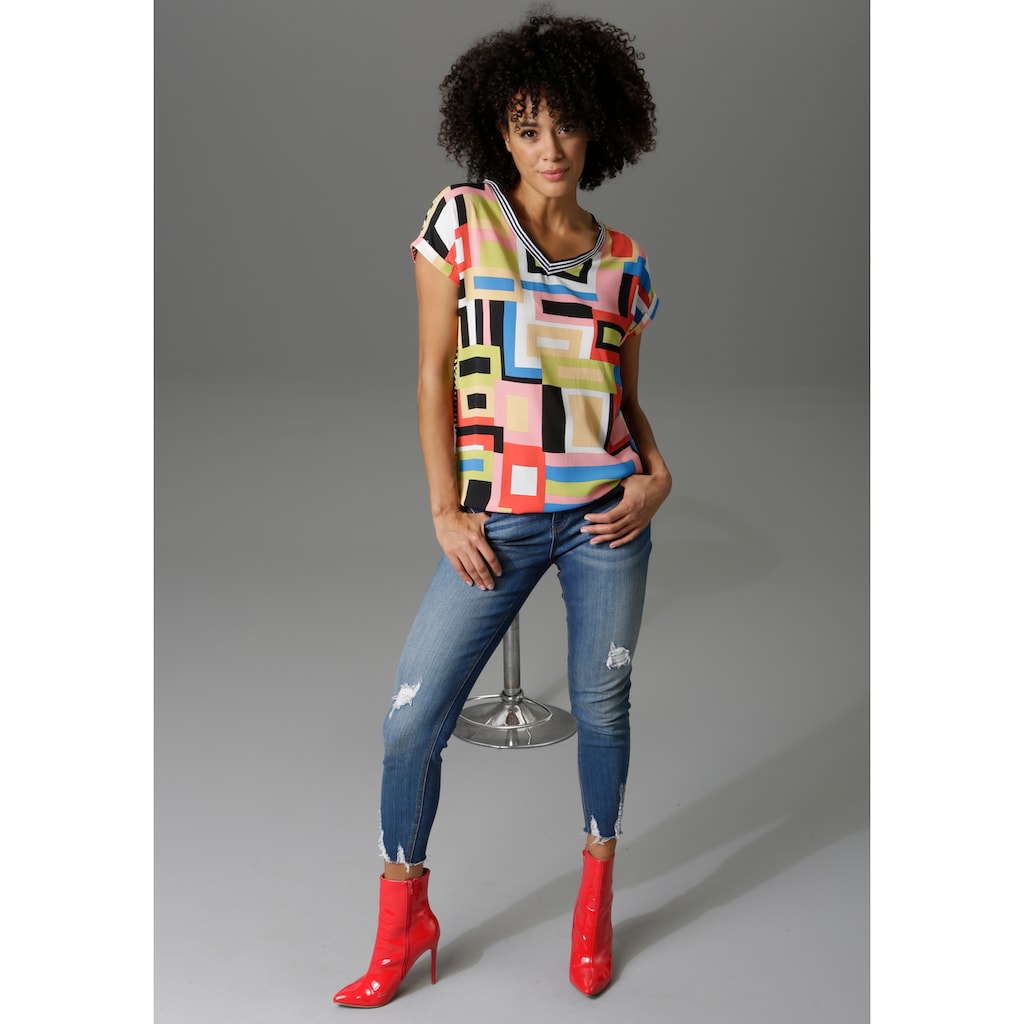 Aniston CASUAL T-Shirt im Material- und Mustermix Blitzangebot