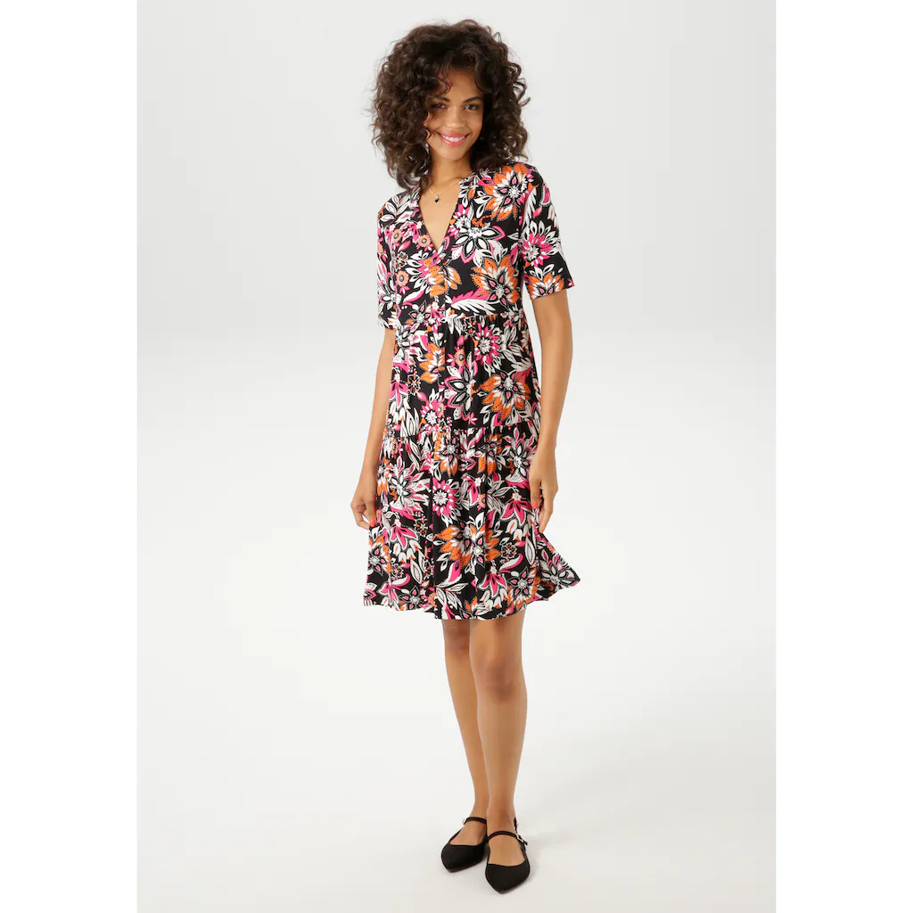 Aniston CASUAL Sommerkleid mit extravagantem Blumendruck- jedes Teil ein Unikat - NEUE KOLLEKTION Neuheiten