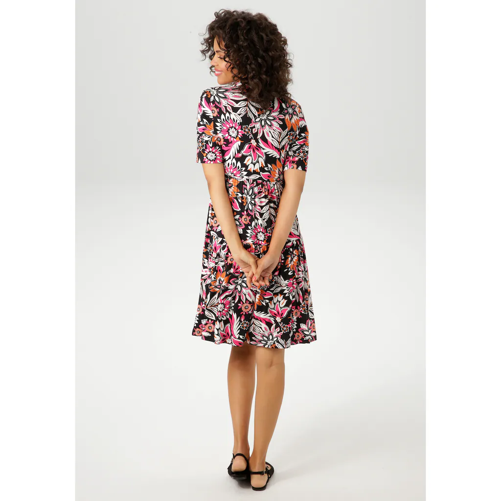 Aniston CASUAL Sommerkleid mit extravagantem Blumendruck- jedes Teil ein Unikat - NEUE KOLLEKTION Neuheiten