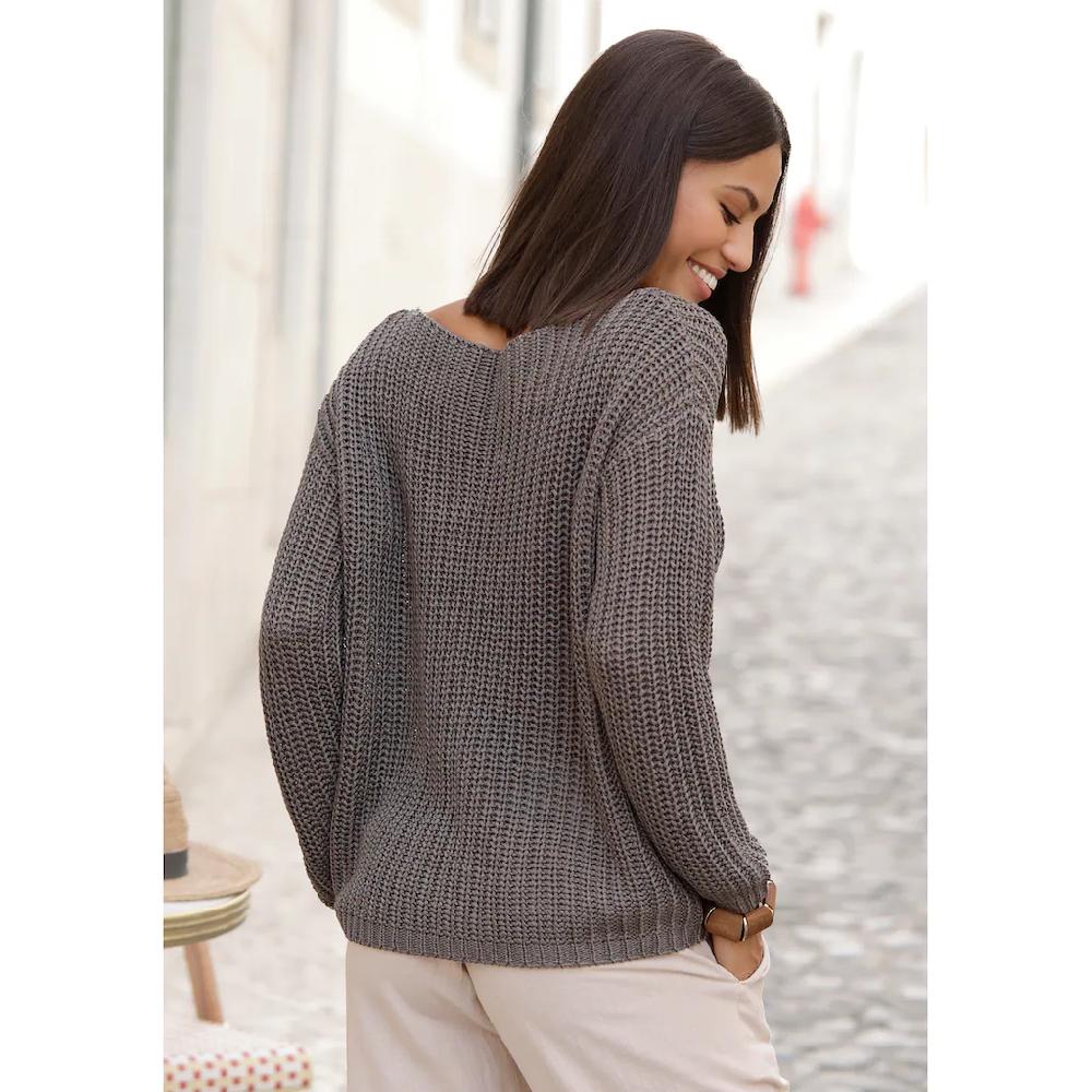 LASCANA Rundhalspullover aus weichem Grobstrick lockerer Strickpullover Damenpullover Riesige Ersparnisse