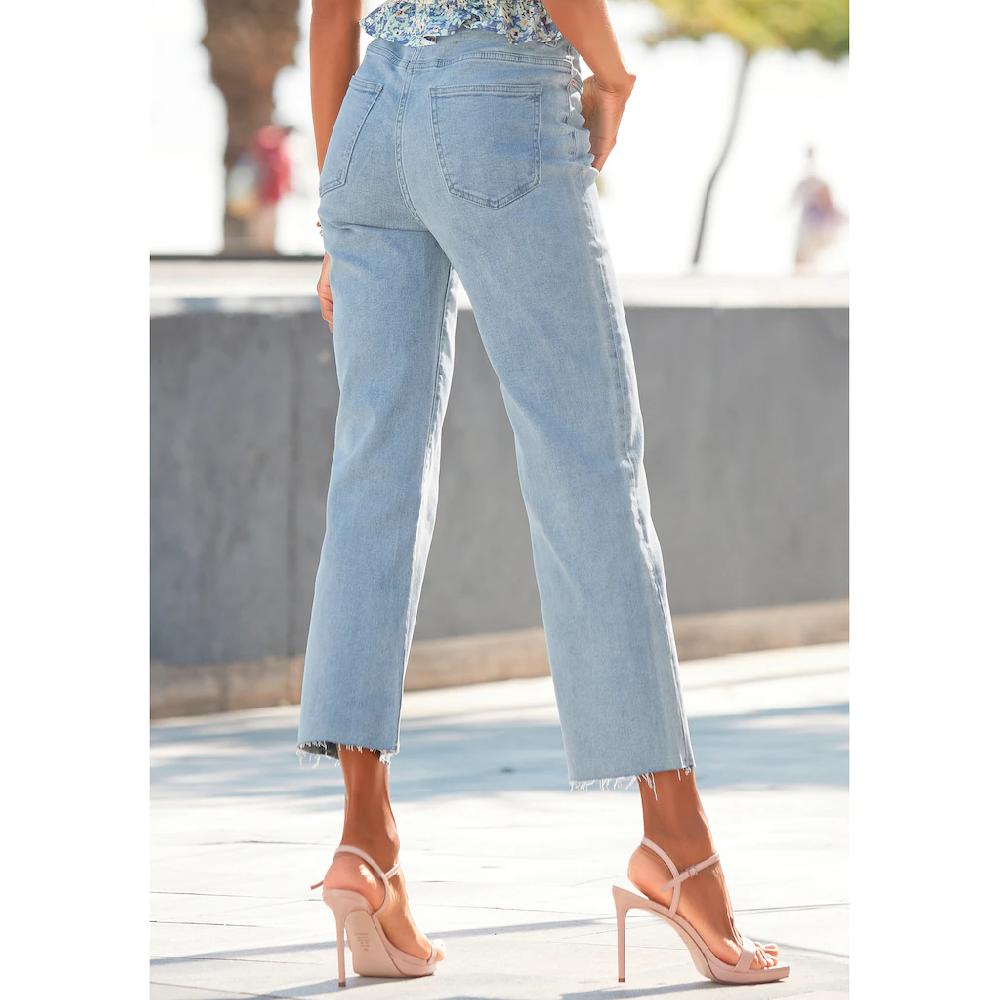 Buffalo Weite Jeans mit leicht ausgefranstem Beinabschluss Culotte Jeans in 7/8-Länge Letzte 2 Tage