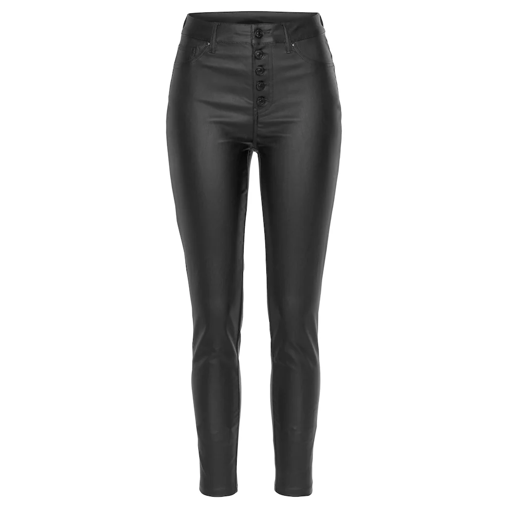LASCANA Lederimitathose mit sichtbarer Knopfleiste enge Kunstlederhose casual-chic Im Verkauf
