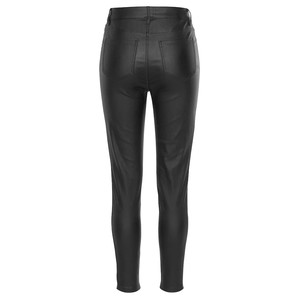 LASCANA Lederimitathose mit sichtbarer Knopfleiste enge Kunstlederhose casual-chic Im Verkauf