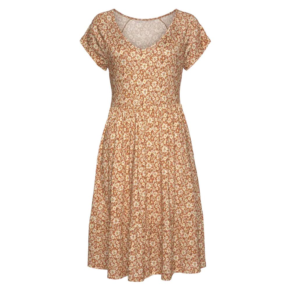 Buffalo Jerseykleid mit Blümchenprint und V-Ausschnitt Sommerkleid Strandkleid Hotsell
