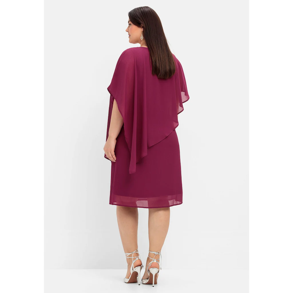 Sheego Cocktailkleid »Große Größen« mit asymetrischem Cape Kostenloser Versand