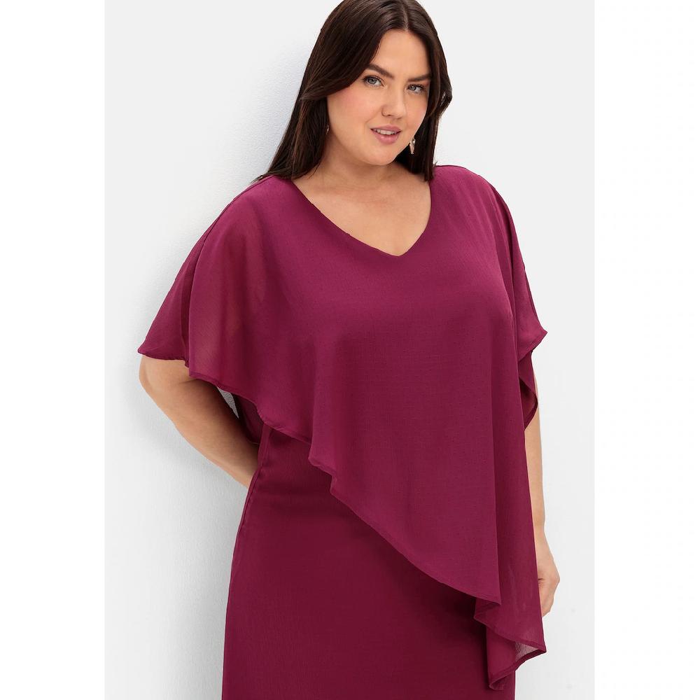 Sheego Cocktailkleid »Große Größen« mit asymetrischem Cape Kostenloser Versand