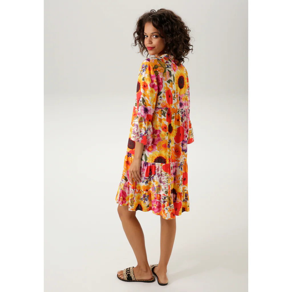 Aniston CASUAL Tunikakleid mit farbenfrohem großflächigem Blumendruck Fabrik Onlineshop